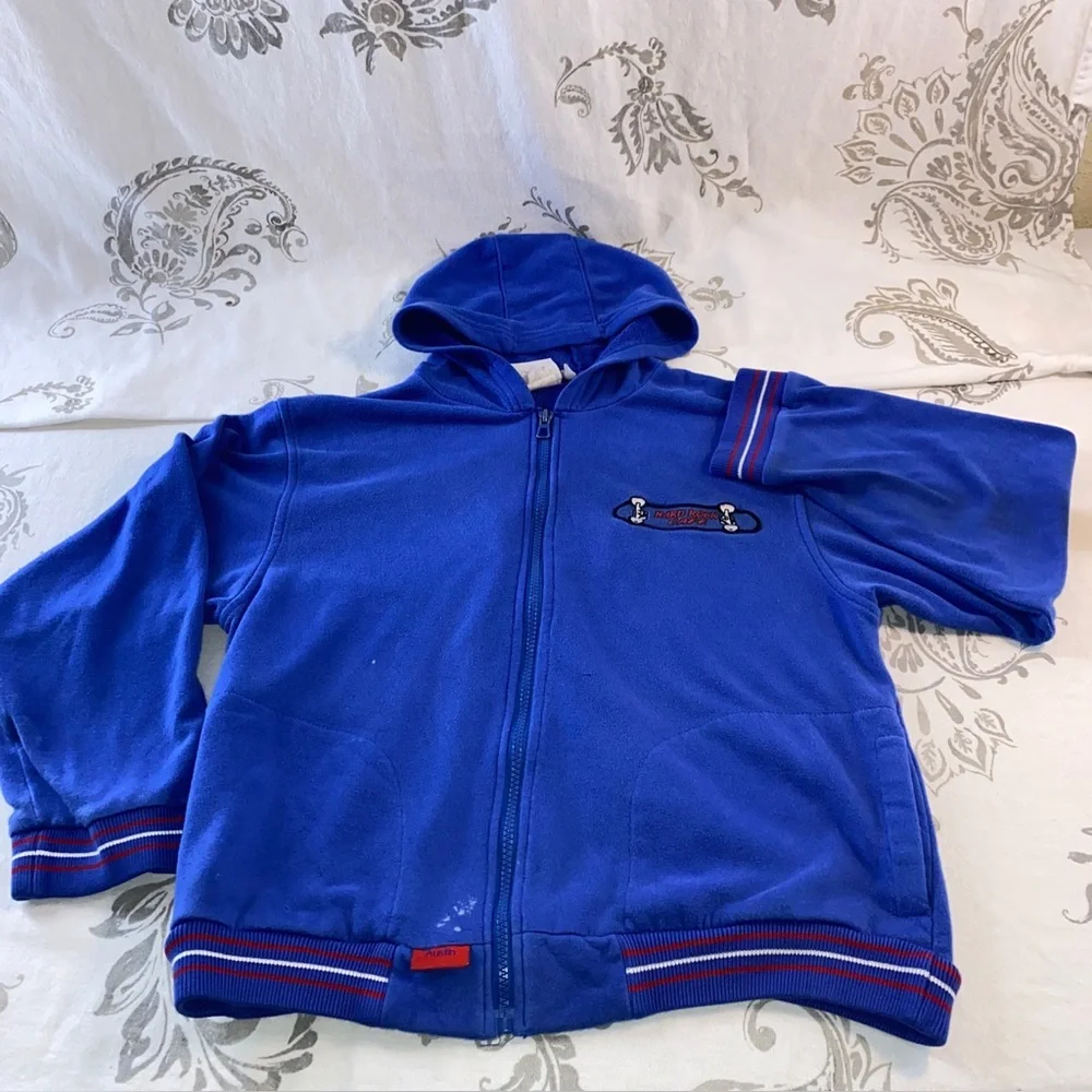 Vintage Hard Rock Cafe Austin Skateboard Blue‎ Full Zip Hoodie Sweatshirt
